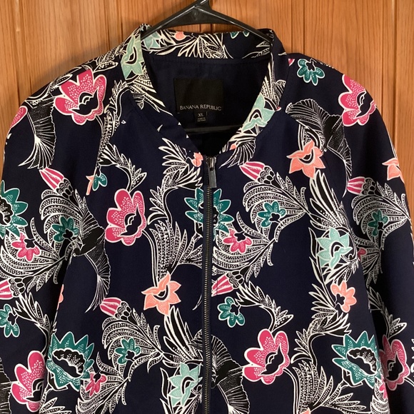 Banana Republic Front Zip Floral Women’s Jacket Size XL - Picture 2 of 13